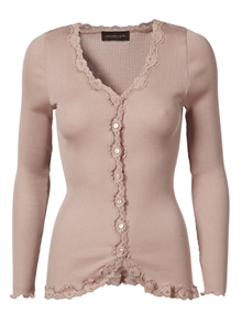 Rosemunde cardigan, vintage blonde i silke-mix - vintage rosa